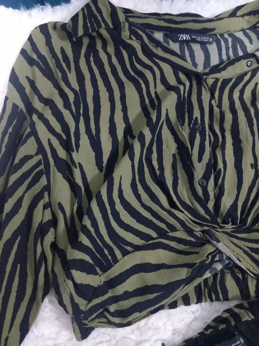 Compleu animal print kaki și negru S - M ZARA