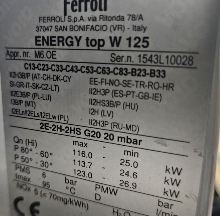 Centrala Termica cu condensare.FERROLI Energy Top w 125