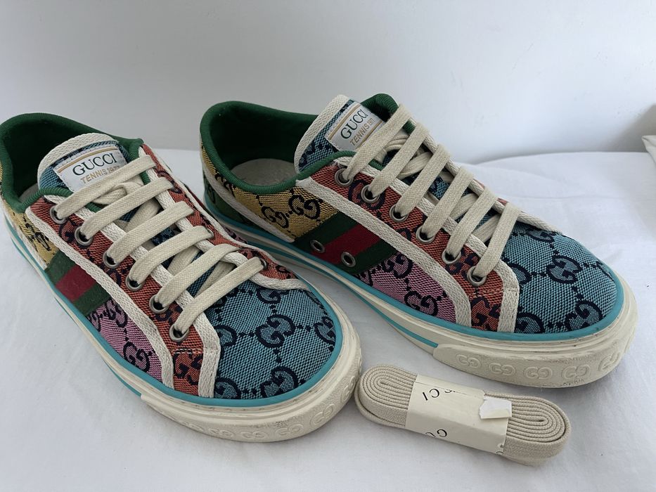 Gucci 1977 GG Logo Canvas Tennis Sneakers Multicolor