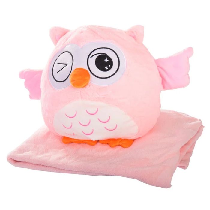 3в1 Емоционален бухал с одеало, Плюшена играчка Бухал с одеало