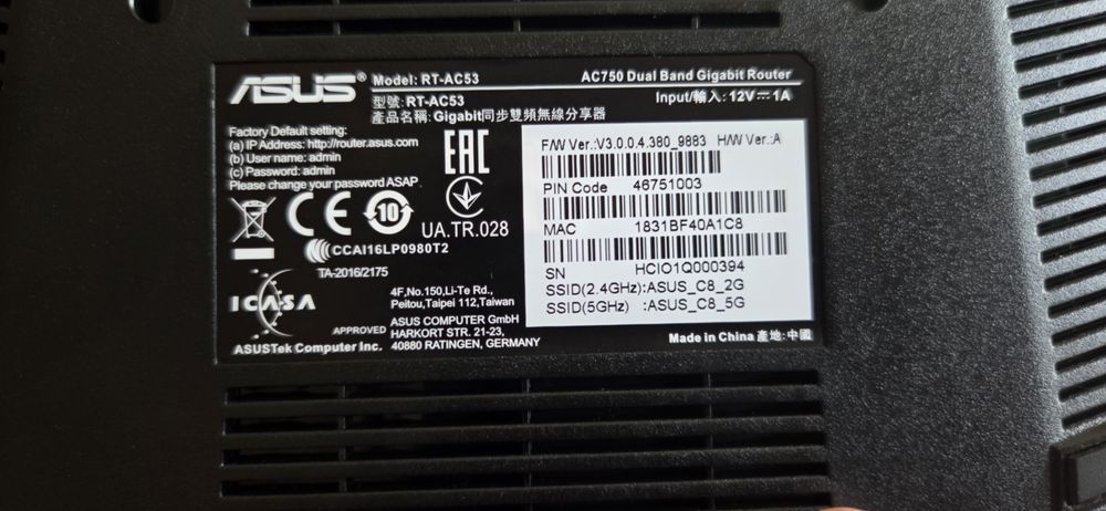 router wirelesa 2,4 ghz - 5,0 ghz asus rt-ac53