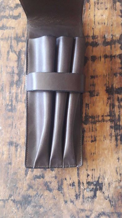 калъф за химикалки Лами Lamy тъмно кафяв детски, естествена кожа