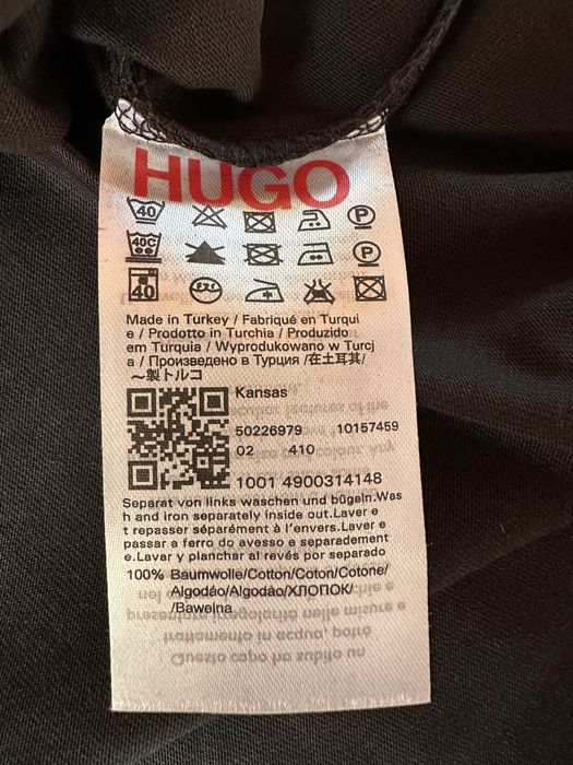 Мъжка,памучна,черна тениска Hugo BOSS с гумирано лого,ГОЛЕМИ РАЗМЕРИ