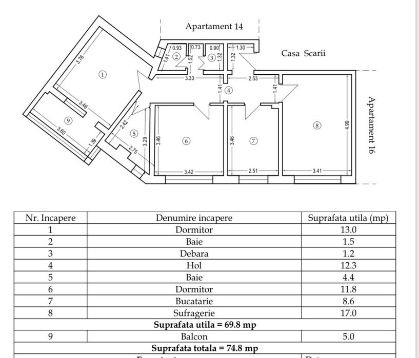 Apartament 3 camere, confort 1
