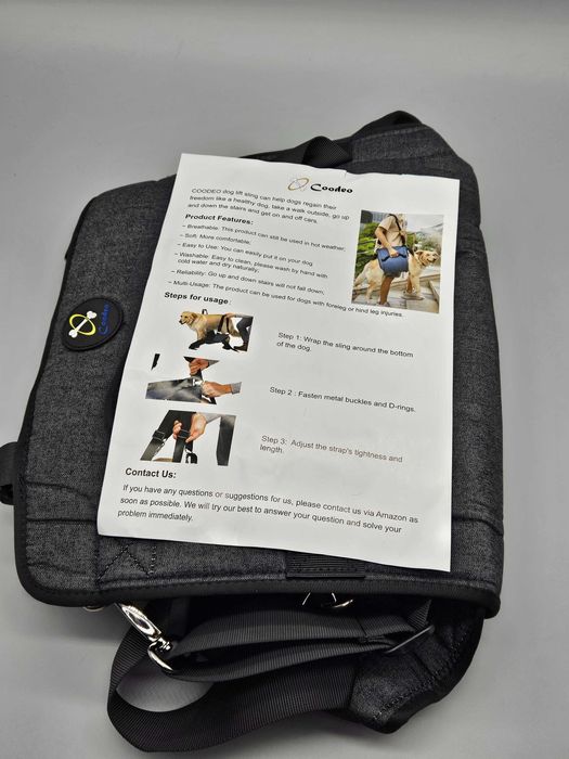 COODEO поддържащ слинг/нагръдник за повдигане на куче – XL, (18-39кг)