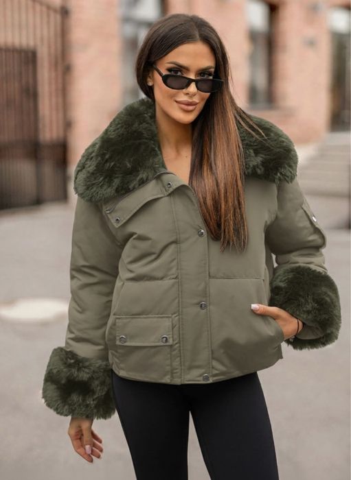 Дамско Зимно яке с пух  два цвята уникален модел