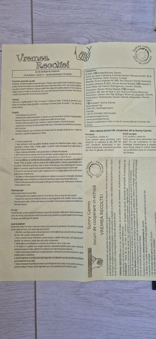Joc cooperativ Vremea Recoltei