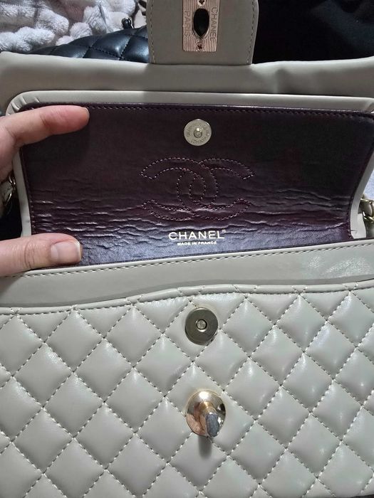 Чанта Шанел  черна и бежово