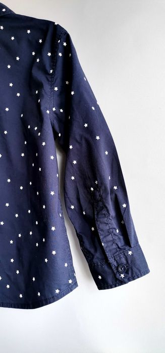 Cămașă băieți H&M mânecă lungă bleumarin steluțe măr 104 3-4ani