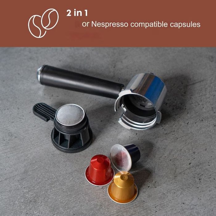 Еспресо машина  ProfiCook® Полуавтоматична, 2 в 1 работи с смляно кафе и Nespresso капсули