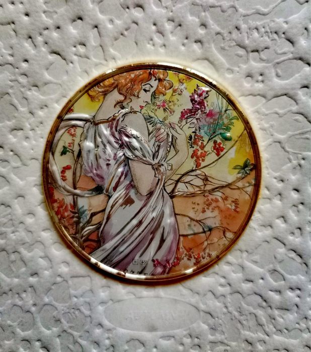 Картина арт украшение миниатюра литография 24 кт златен лист 4бр.