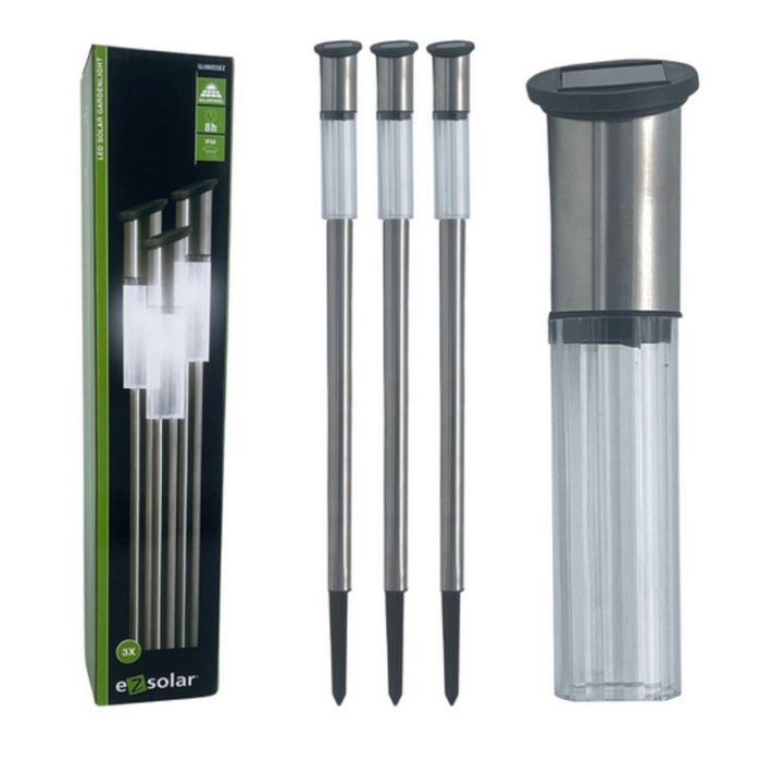 Комплект от 3 броя Led соларни лампи XL 57см - неръждаема стомана.