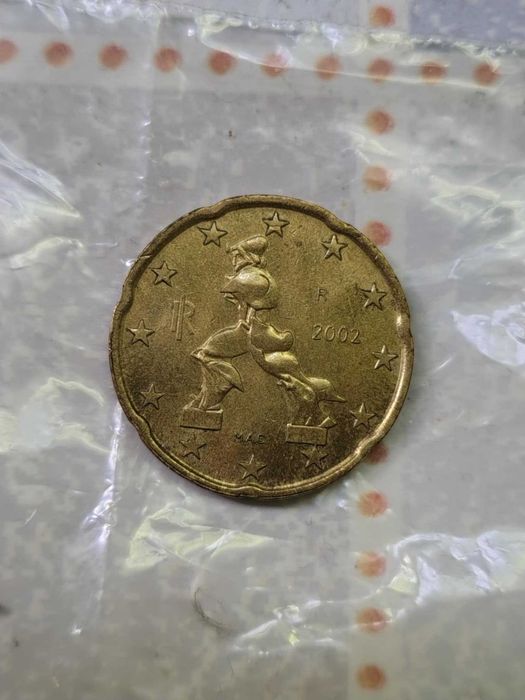 RARA- Moneda de eroare 2002 Italian Euro Cent R