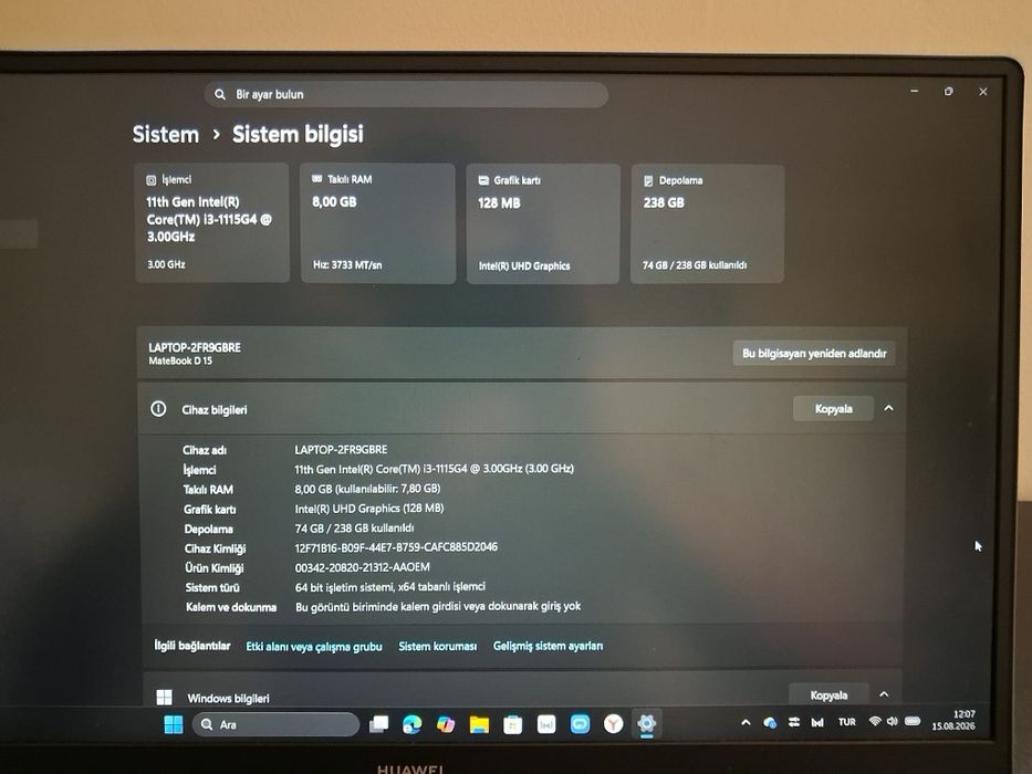 Huawei matebook d15