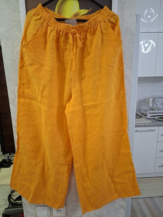 Льняной КОСТЮМ оранжевый