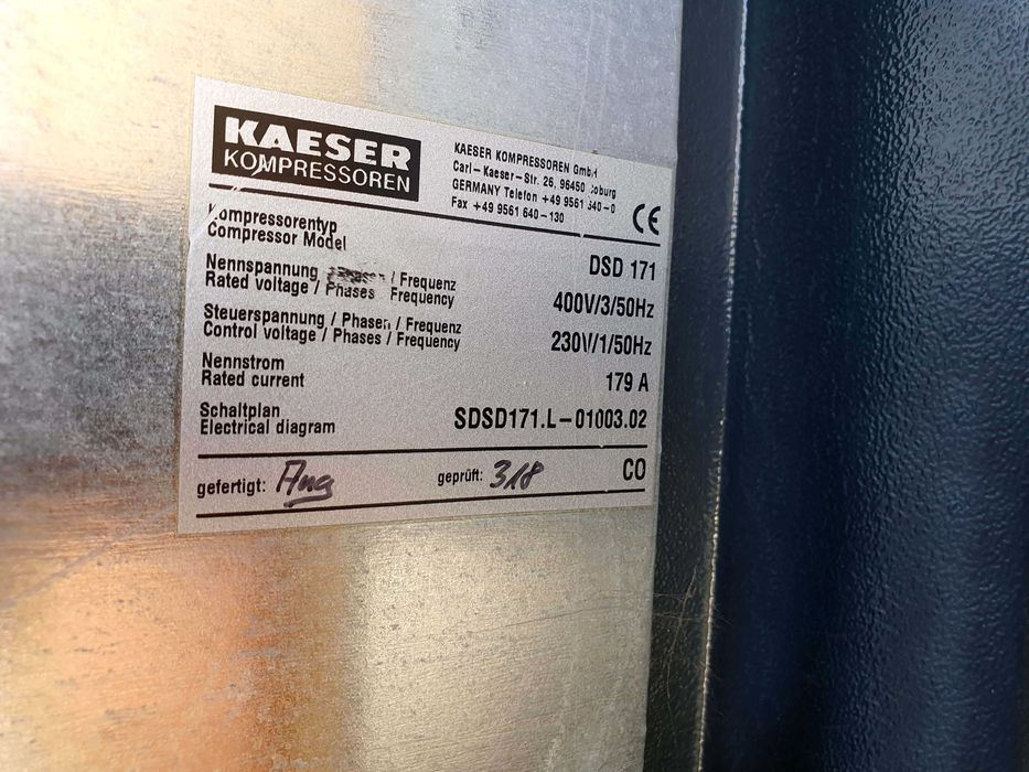 Compresor aer surub KAESER, model DSD 171, 3650 ore