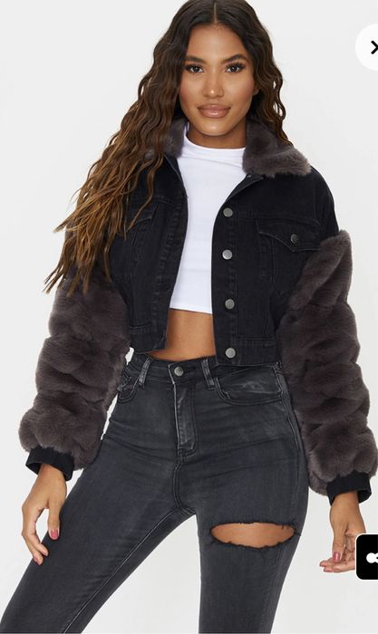 Gecuță scurtă cu mâneci de blană