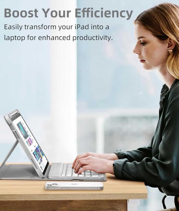 Калъф с клавиатура за iPad A16 11th Gen2025/10th Gen 2022,Гаранция