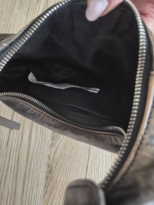 Кафява чанта  Stradivarius естествена кожа