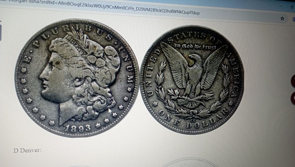 Один долор 1893года. Антиквариат