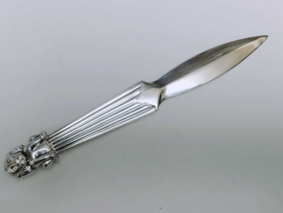 Vechi coup papier argint 925, Deschizător scrisori cu figurina catel