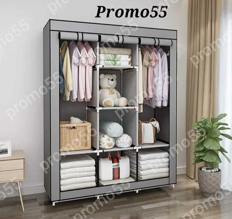 Текстилен триклирен гардероб, Органайзер за дрехи 130х175х45 см.