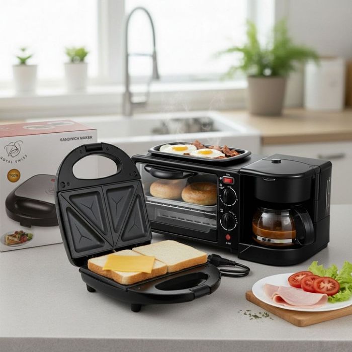 Печка, тостер и кафемашина – 3в1 + ПОДАРЪК тостер Royal Swiss