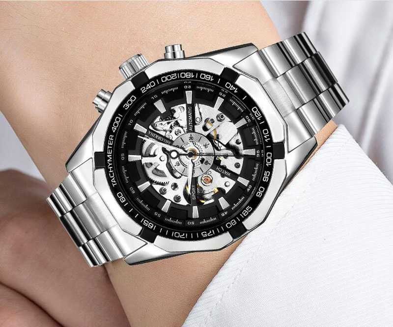 Механичен самонавиващ се мъжки часовник с Open Heart дизайн