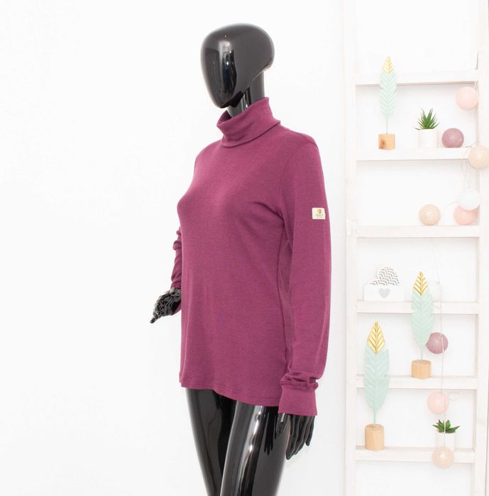 Janus блуза дамска от мериносна вълна лилава поло яка термо бельо L