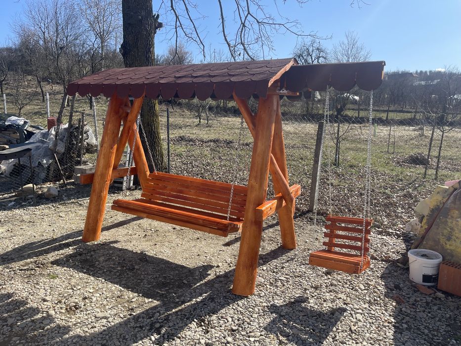 Leagan din lemn masiv pentru copii / balansor rustci