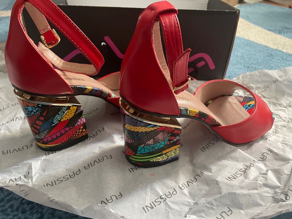 sandale rosii elegante Flavia Passini, din piele, marimea 37