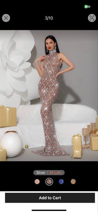 Официална дълга рокля с диаманти