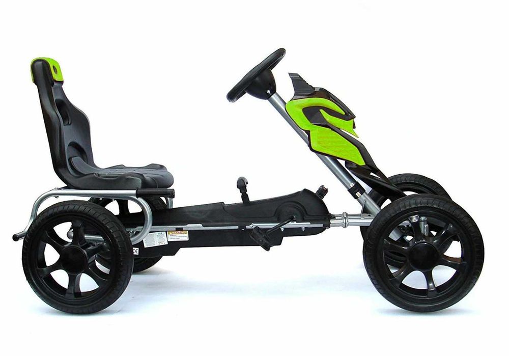 GO Kart cu pedale, Kinderauto Thunder cu roti EVA, culoare verde