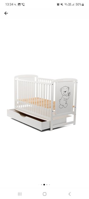 Бебешко легло от бор Baby needs с чекмедже