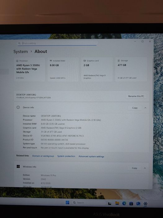 Laptop ASUS VivoBook 17 M712 – Ryzen 5 – SSD 512GB + MOUSE ȘI GEANTĂ CADOU