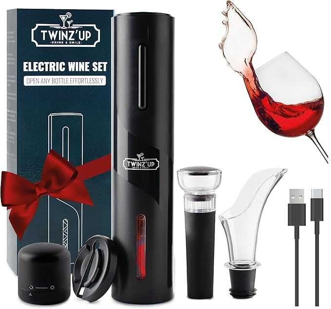 Електрически тирбушон Twinz’up 6в1 – комплект за вино, нов