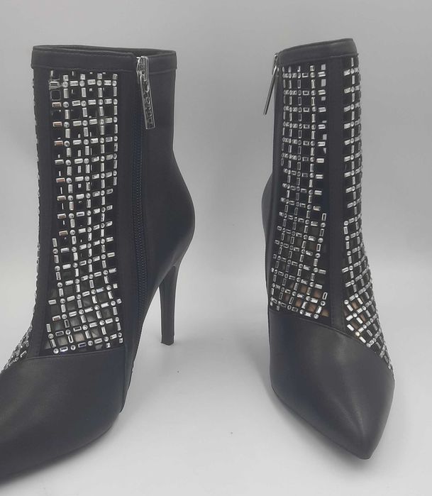 Superbe botine -bijuterie LIU JO originale noi model superb stiletto piele naturala + cristale 37