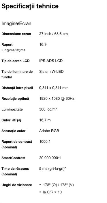 Monitor Philips 276E Full HD 1920 x 1080