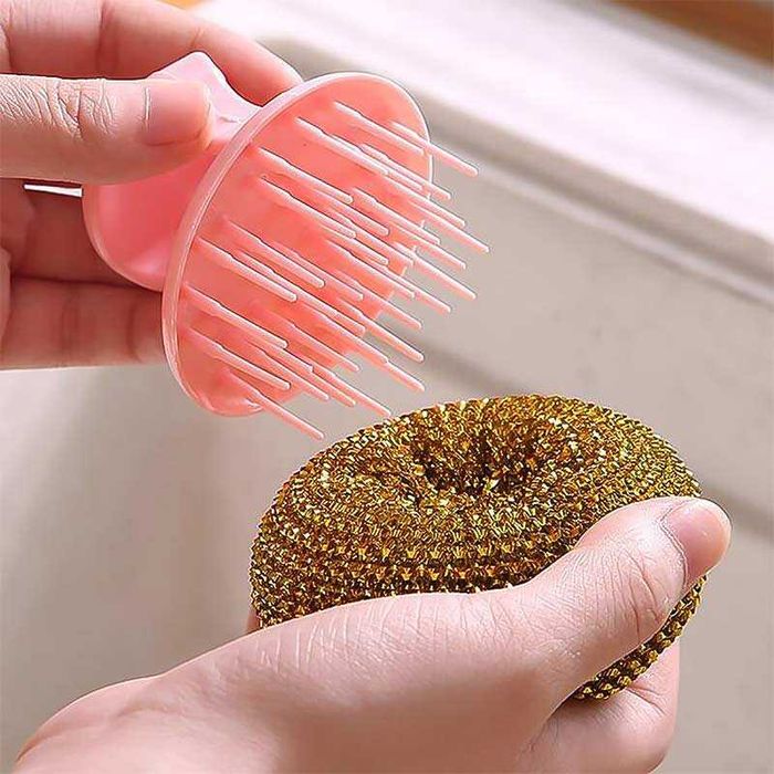 Метална гъба за почистване със сменяема дръжка, комплект от 4 броя