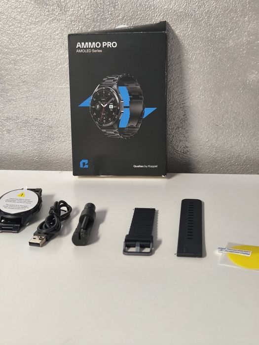 Ceas Smartwatch Qualtec AMMO PRO, AMOLED 1.43”, Apel Bluetooth, Negru