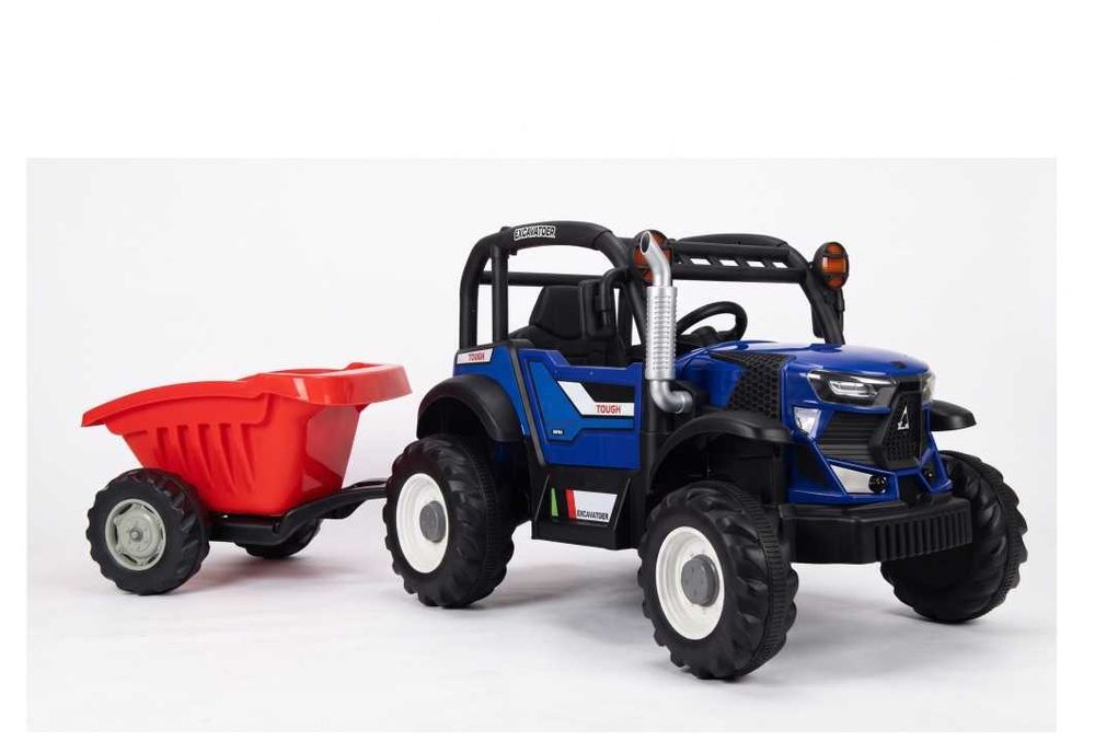 Tractor electric cu remorca pentru copii Nichiduta Excavator Green 12V cu telecomanda 2,4G, 2motoarex38W,Scaun din piele ecologica,Lumini LED