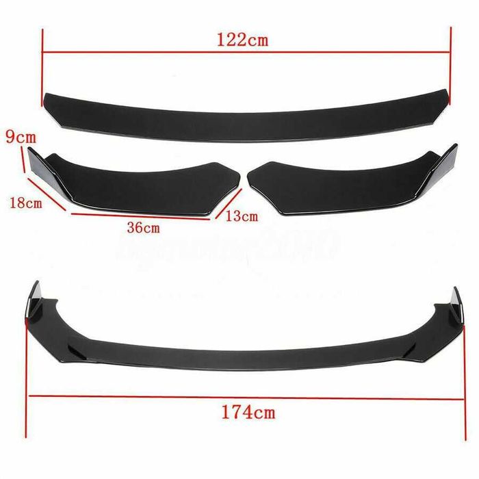 Сплиттер переднего бампера универсальный (3 детали)