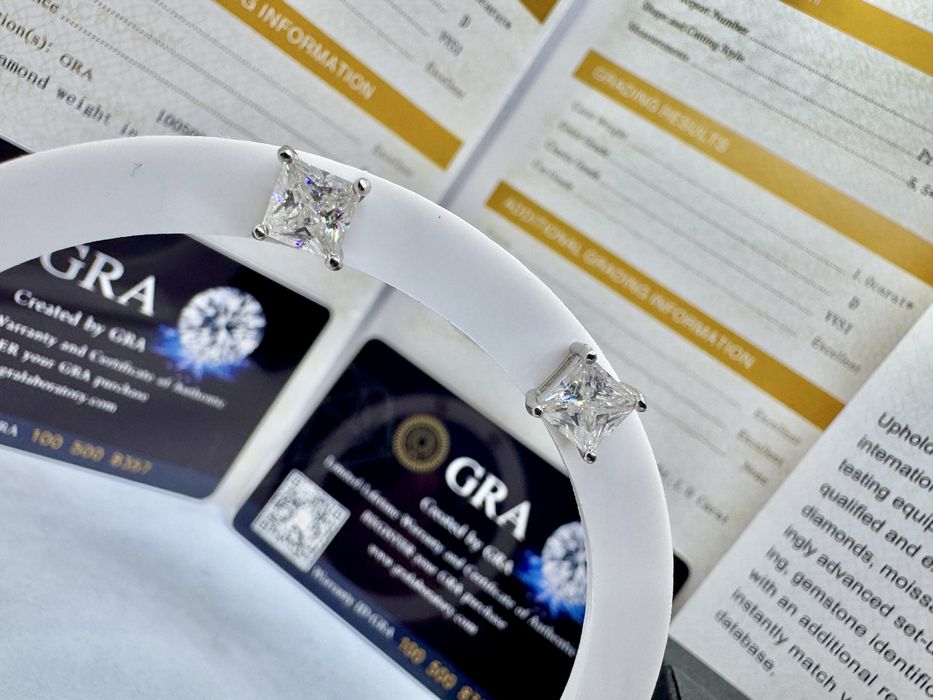 Сребърни обеци с мойсанит (Диамант) 1 карат