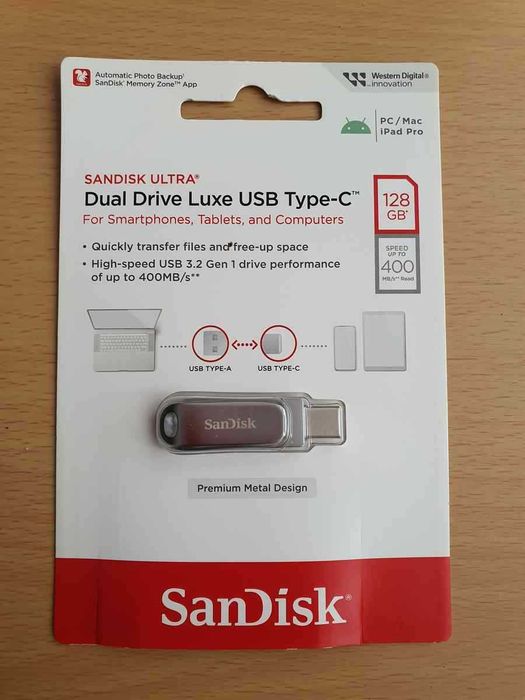 Stick USB 128GB Sandisk Ultra Luxe Dual USB Type C 400MB/ nou Sigilat