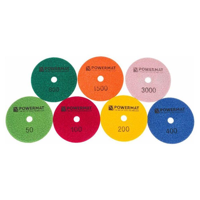 Set 7 discuri diamantate pentru slefuire umeda, dimensiune 100mm,