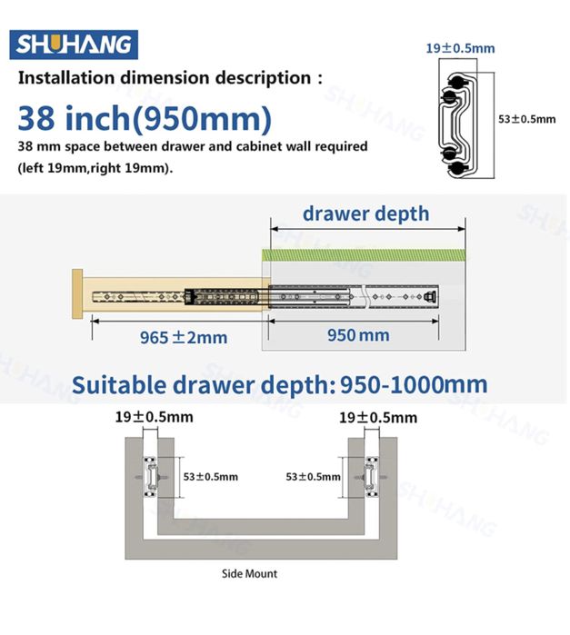 Телескопични водачи 950mm 120кг