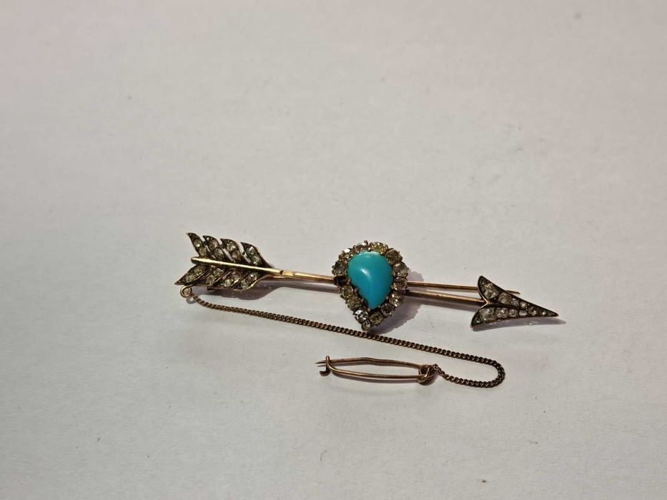 ***АНТИКА С ДИАМАНТИ*** Златна брошка Навахо