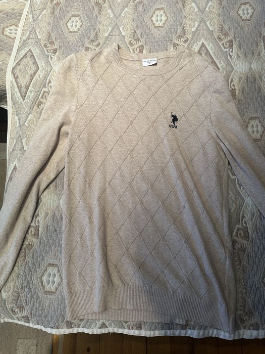 Нов бежов мъжки пуловер U.S. Polo