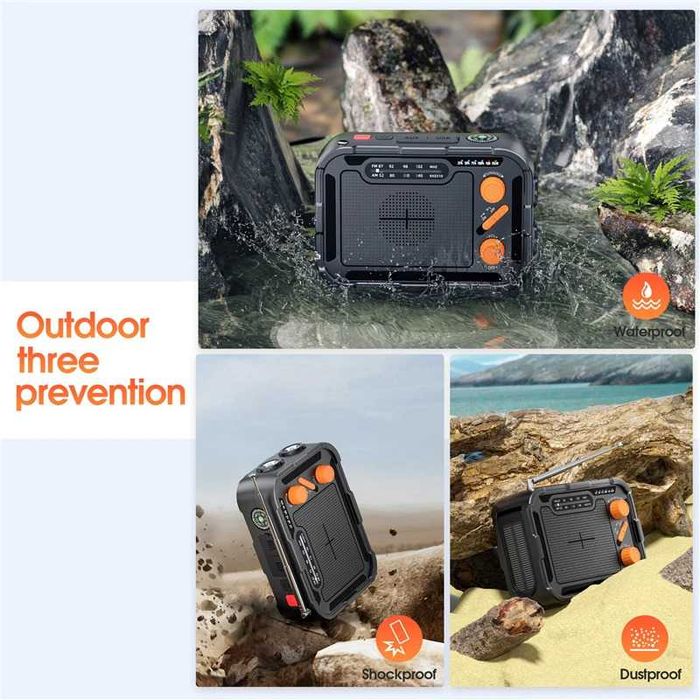 Туристическо соларно радио STELS с 5000mAh Power Bank, фенер и компас