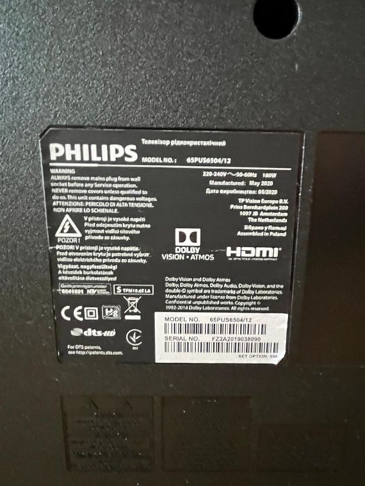 Tv Philips  65PUS6504/12 defect